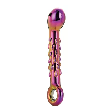   Glass Dildó G-pont stimuláló, Stimuláló pöttyös, Hőálló 18 cm színes