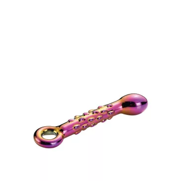   Glass Dildó G-pont stimuláló, Stimuláló pöttyös, Hőálló 18 cm színes