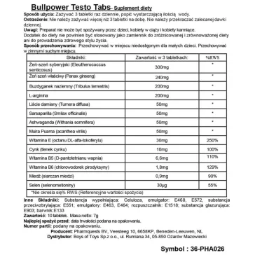   Bull Power Testo Tabs – stimuláló tesztoszteron tabletták