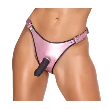   Bad Kitty Dildó integrált 12 cm fekete szilikon átmérő 5 cm metalikus rózsaszín