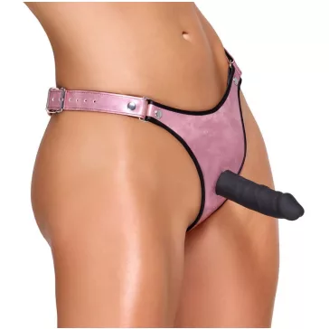  Bad Kitty Dildó integrált 12 cm fekete szilikon átmérő 5 cm metalikus rózsaszín