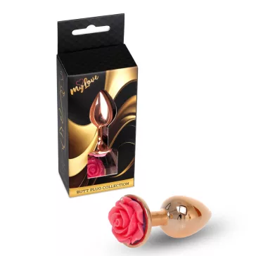 Anal plug Anatómiás alak, fém, 7 cm rózsaszín-arany