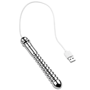  Fém dildó fűthető, hullámos felület 13,5 cm USB-töltés