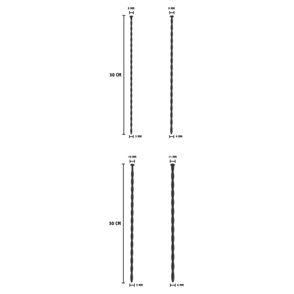 4 db kezdő urethral rúd szett – 30 cm, 3-6 mm átmérő