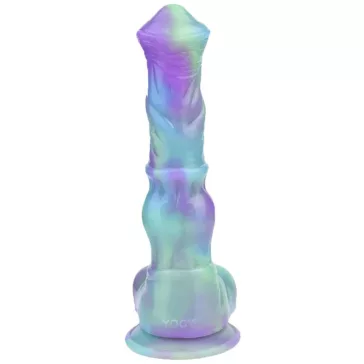 Ekwus – prémium dildó 20 cm zöld-lila színekben