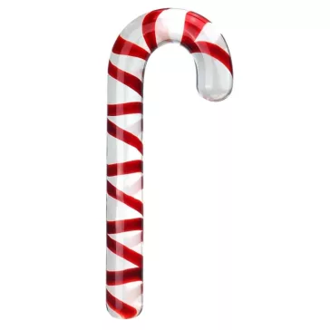   Candyred Dildó Candy cane forma 18 cm piros átlátszó üveg