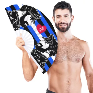 Kék osztriga legyező 64 cm színes