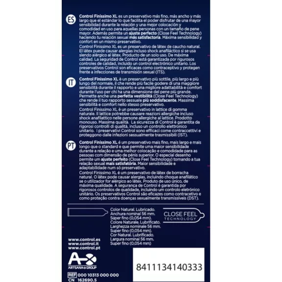 CONTROL Finissimo XL – prémium óvszer 12 db-os kiszerelésben