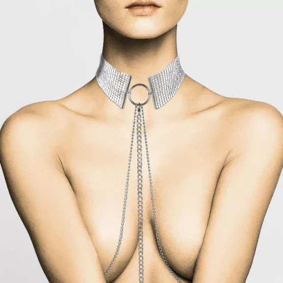 BIJOUX - stílusos ezüst fém nyaklánc érzéki eleganciáért