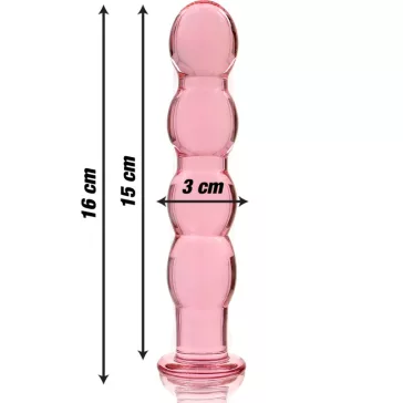   Ibiza Nebula 10 – prémium üveg dildó, rózsaszín, 16,5 cm