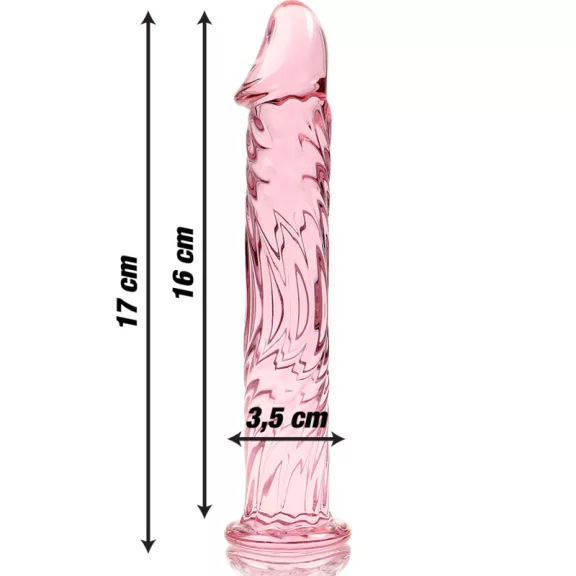 Ibiza Nebula 12 – prémium üveg dildó, rózsaszín, 17 cm