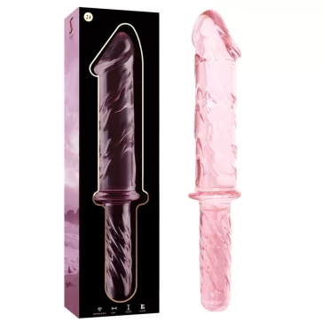 Ibiza Nebula 24 - üveg dildó, érzéki pink 28,5 cm
