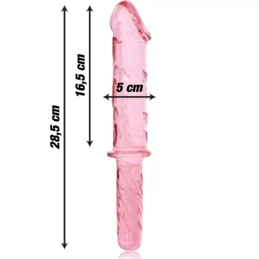 Ibiza Nebula 24 - üveg dildó, érzéki pink 28,5 cm