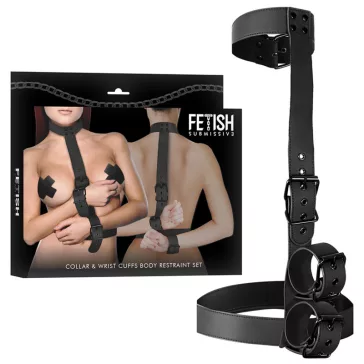   FETISH SUBMISSIVE – testkötöző nyakörv és csuklóbilincs szett