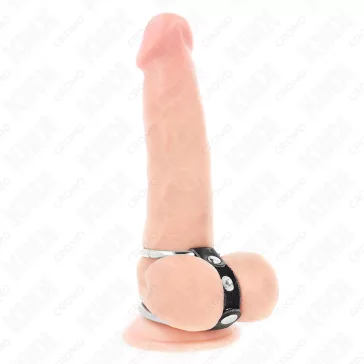 KINK - bőr összekapcsolt dupla péniszgyűrű 3,8-5 cm