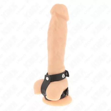 KINK - állítható dupla bőrszíj péniszgyűrű