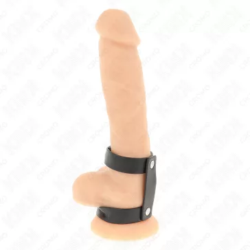 KINK - állítható dupla bőrszíj péniszgyűrű
