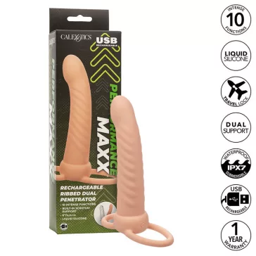   CALEXOTICS - ribbed dupla behatoló vibrátor 10 rezgésfunkcióval