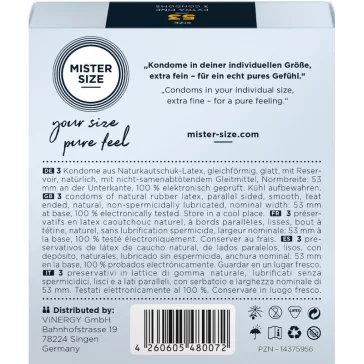 Mister Size - Prémium óvszer M méret (53 mm, 3 db)