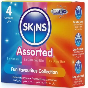 SKINS – prémium óvszerek válogatott csomag 4 db