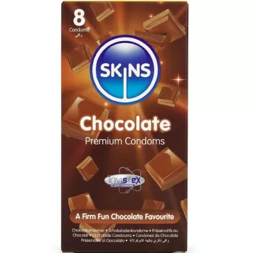 SKINS - prémium csokoládé ízű óvszerek, 8 db
