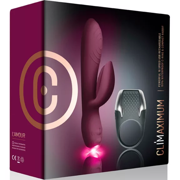 CLIMAXIMUM - L'Amour készlet: nyuszi vibrátor + LED heregyűrű