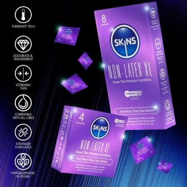   Skins óvszer latexmentes, ultra vékony, 57 mm XL 4 darabos csomag