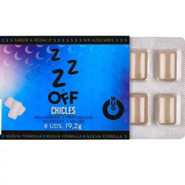   WUG Off Funkcionális rágótabletta Melatonin, Valeriána, 8 db cukormentes