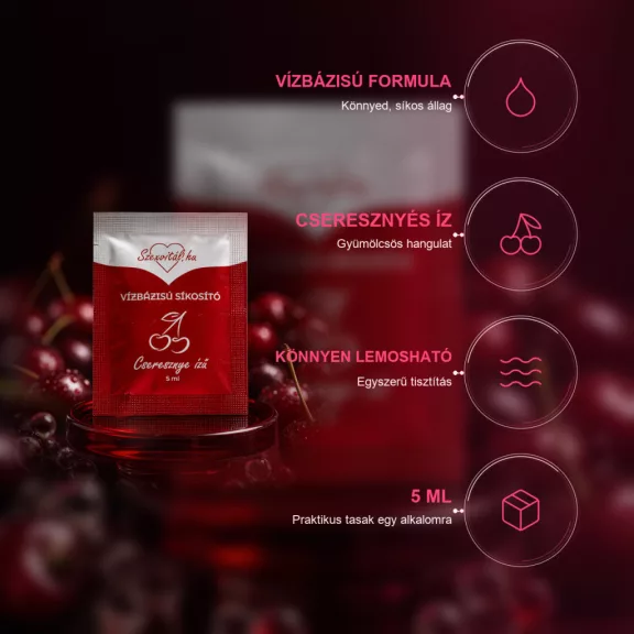 Szexvitál Vízbázisú síkosító 5 ml - Cseresznye izű Szexvitál Vízbázisú síkosító 5 ml - Cseresznye izű